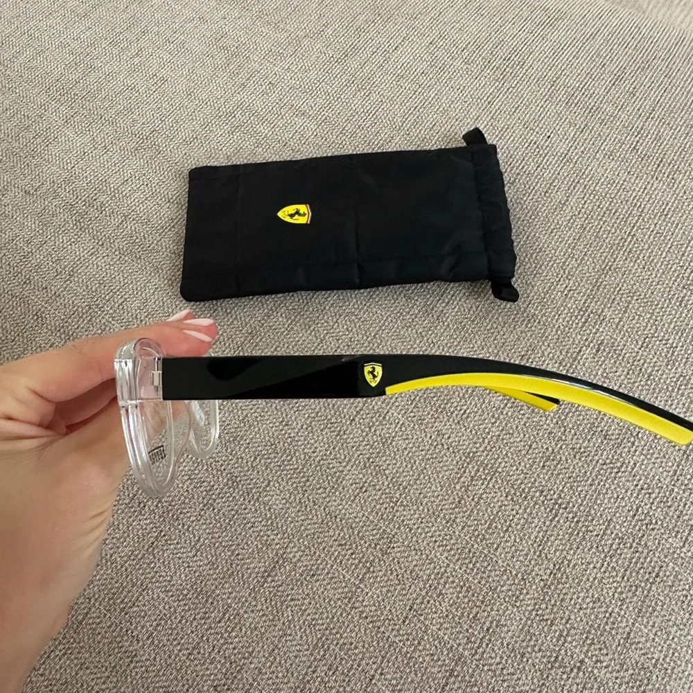 Ferrari Clear Frame Glasses with Yellow and Black Accents